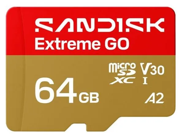 SanDisk Extreme Go - Pametová karta flash - 64 GB - A2 / Video Class V30 / UHS-I U1 - microSDHC UHS-I