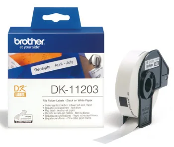 Brother DK-11203 - Černá na bílé - 17 x 87 mm 300 štítky (1 role x 300 štítky složek souborů - pro Brother QL-1050, QL-500, QL-550, QL-560, QL-570, QL-650, QL-710, QL-720, QL-820