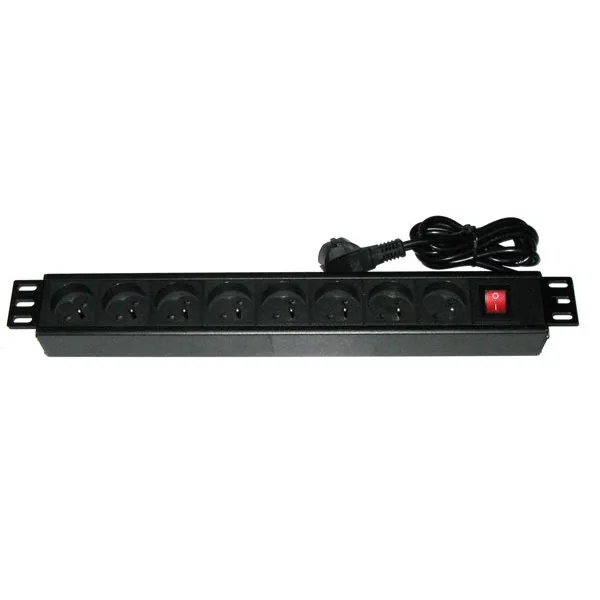 19" rozvodný panel XtendLan 8x230V, ČSN, vypínač, indikátor napětí, kabel 1,8m, výška 1,5U