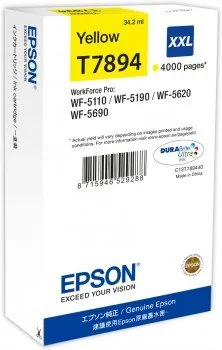 Epson T7894 - 34.2 ml - velikost XXL - žlutá - originální - inkoustová cartridge - pro WorkForce Pro WF-5110DW, WF-5190DW, WF-5190DW BAM, WF-5620DWF, WF-5690DWF, WF-5690DWF BAM
