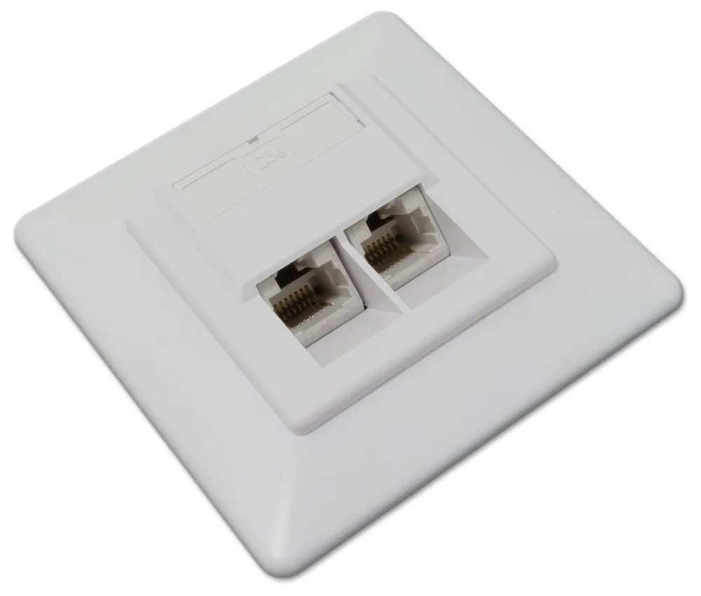 Zásuvka UTP 2x RJ45 Cat6, duální svorkovnice, pod omítku