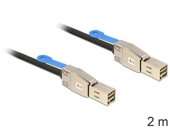 Delock - Externí kabel SAS - SAS 12Gbit/s - 36kolíkový 4x stíněný konektor Mini MultiLane (M) do 36kolíkový 4x stíněný konektor Mini MultiLane (M) - 2 m - opatřený západkou