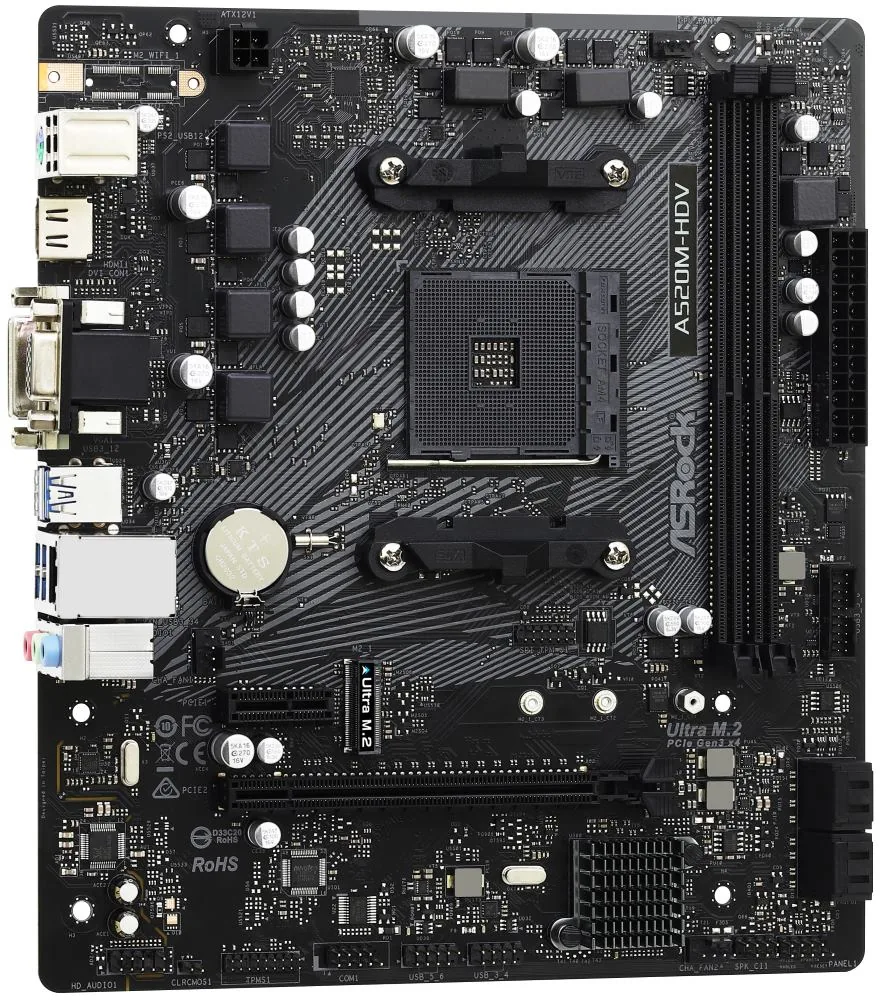 MB Asrock A520M-HDV AM4 2xDDR4 M.2 HDMI DVI-D D-Sub mATX