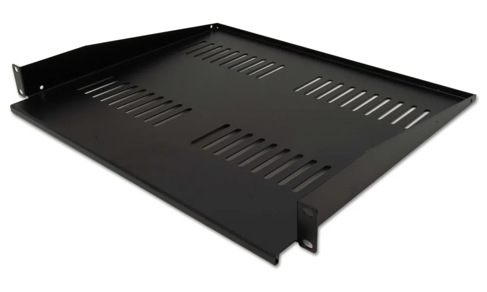 XtendLan 19" předsunutá police s perforací 1U 400mm, nosnost 25kg, černá