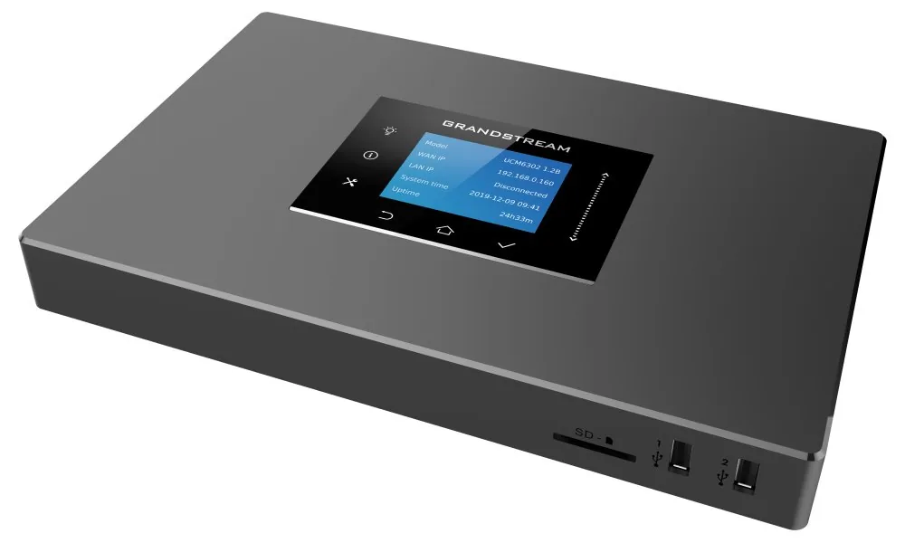 Grandstream UCM6302 IP PBX VoIP pobočková ústředna, 2xFXO, 2FXS, 3x Gbit RJ-45, podpora NAT routeru, USB, SD-card, PoE+