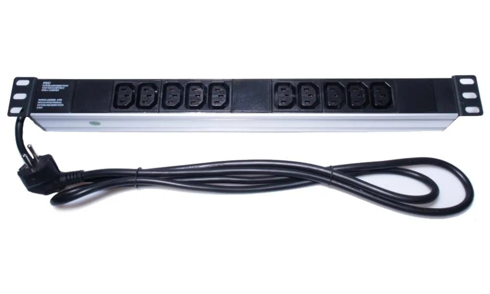 PremiumCord Panel napájecí do 19" racku 1U, 10xIEC (C13), 2m kabel