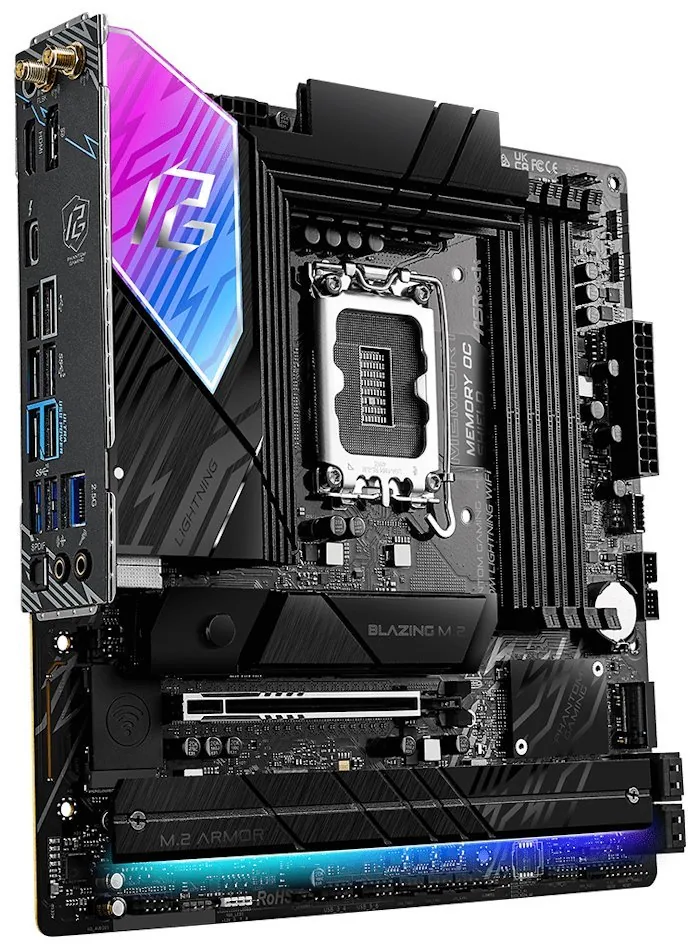 ASRock B860M Lightning WiFi Intel B860 LGA1851 4x DDR5 4x M.2 HDMI DP Thunderbolt 4 WiFi mATX