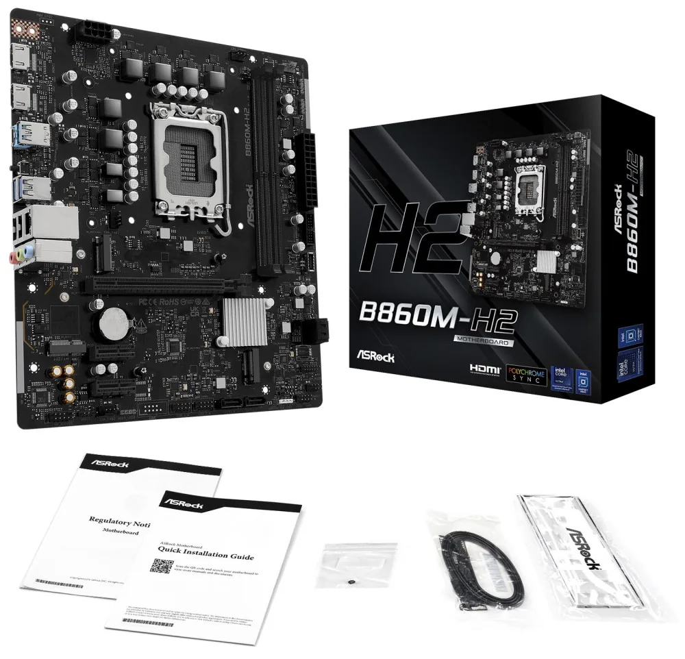 ASRock B860M-H2 Intel B860 LGA1851 2x DDR5 2x M.2 HDMI DP USB-C mATX