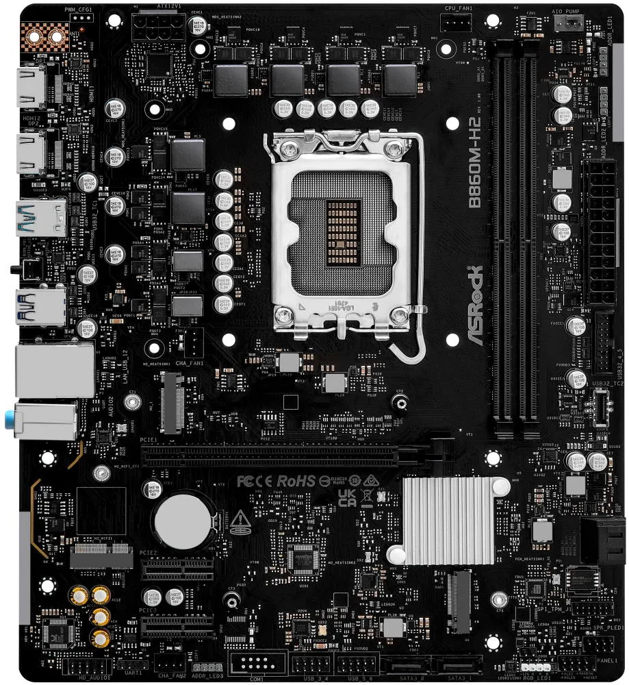 ASRock B860M-H2 Intel B860 LGA1851 2x DDR5 2x M.2 HDMI DP USB-C mATX