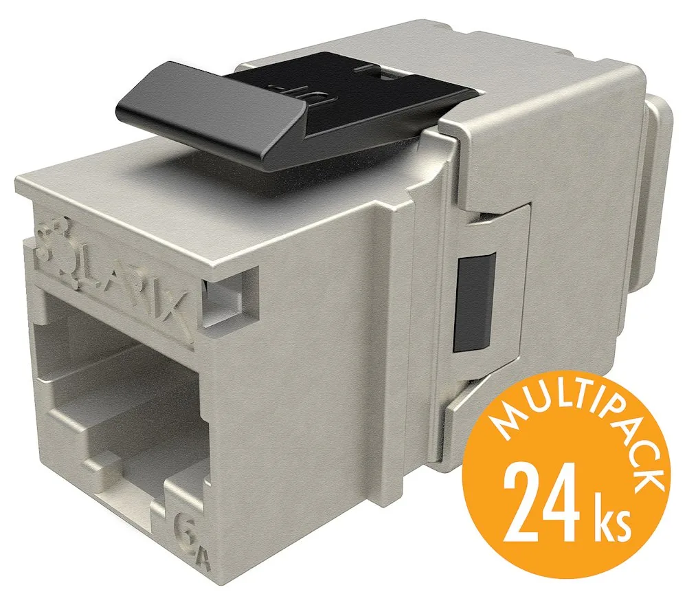 Solarix MULTIPACK 24 ks - 10G rychlozařezávací keystone CAT6A STP černý SXKJ-10G-STP-BK-NA