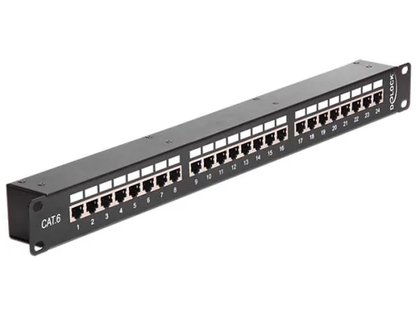 Delock - Patch panel with couplers - CAT 6 - STP - RJ-45 X 24 - černá - 1U - 19"