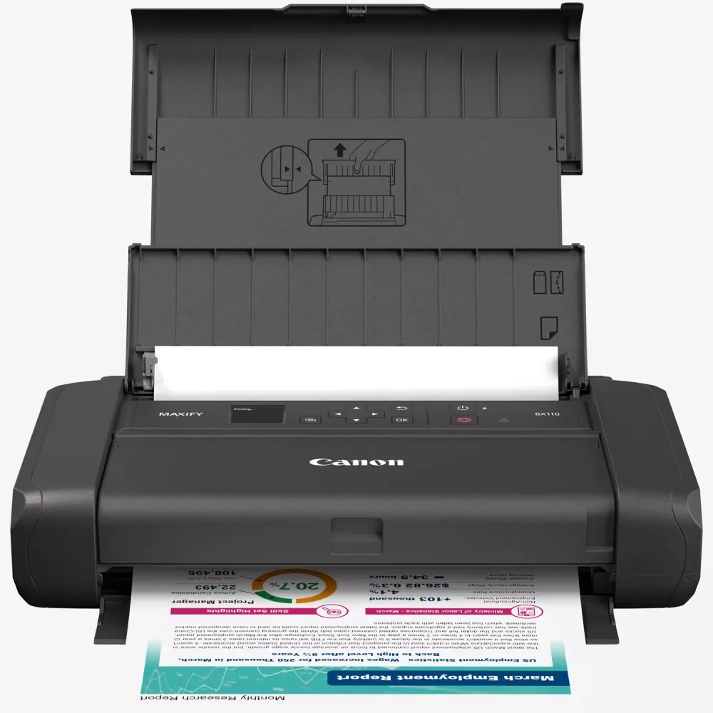 Canon MAXIFY BX110 - Tiskárna - barva - tryskový - A4/Legal - 4800 x 1200 dpi - až 9 ipm (mono) / až 5.5 min/str. (barevný) - kapacita: 50 listy - USB-C, Wi-Fi(ac)