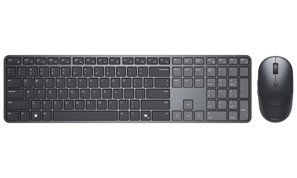 Dell Pro 7 KM726 - Sada klávesnice a myši - Úzký - bezdrátový - 2.4 GHz, Bluetooth - QWERTZ - německá - černá