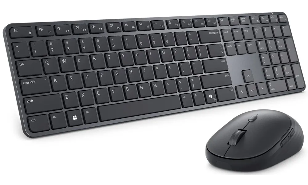 Dell Pro 7 KM726 - Sada klávesnice a myši - Úzký - bezdrátový - 2.4 GHz, Bluetooth - QWERTZ - německá - černá