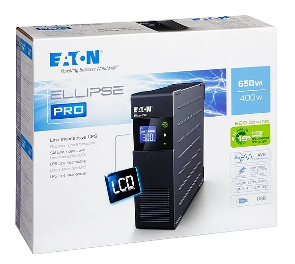 EATON UPS Ellipse PRO 650 IEC USB, Line-interactive, Tower, 650VA 400W, výstup 4x IEC C13, USB