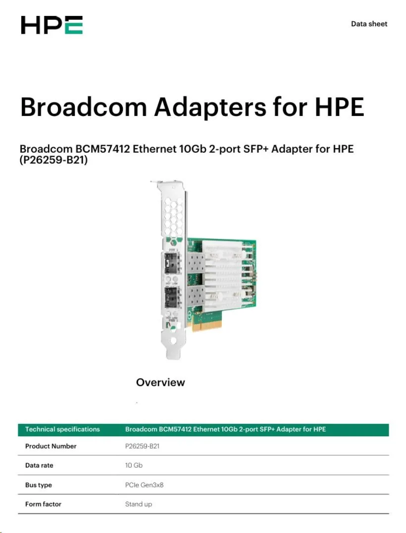 HPE BCM 57412 10GbE 2p SFP+ Adptr