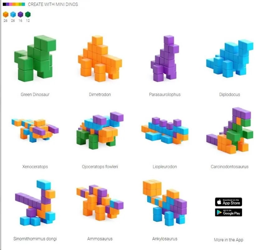 PIXIO Mini Dinos magnetická stavebnice