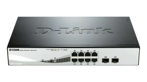 D-Link Web Smart DGS-1210-08P - Přepínač - řízený - 8 x 10/100/1000 (PoE) + 2 x gigabitů SFP - desktop, Lze montovat do rozvaděče - PoE (45 W)
