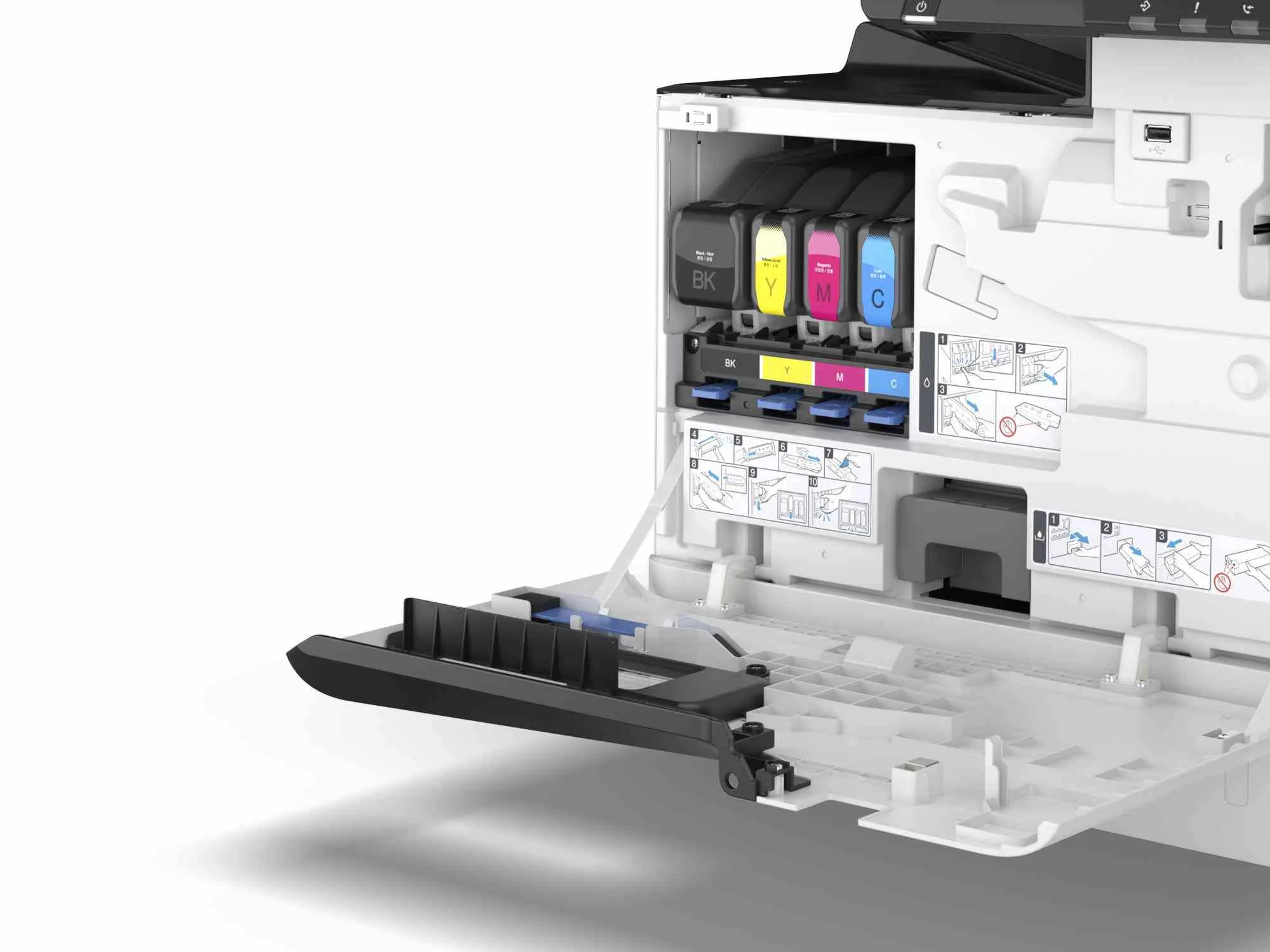 Epson WorkForce Enterprise AM-C400 - Multifunkční tiskárna - barva - tryskový - 215 x 355 mm (originální) - A4/Legal (média) - až 40 stran/min. (tisk) - 1100 listy - 33.6 Kbps - USB 3.0, hostitel USB, Gigabit LAN