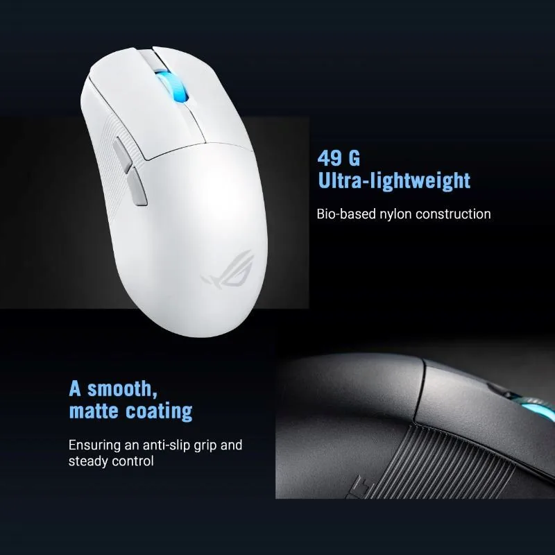 ASUS Herní myš ROG Harpe Ace Mini, Bezdrátová BT, RF 2.4GHz, bílá