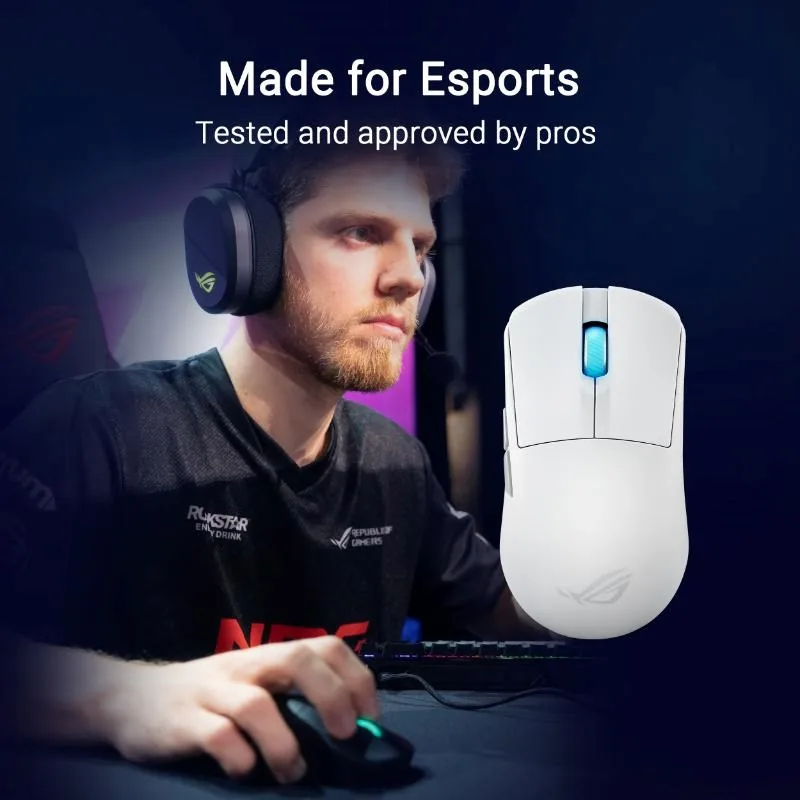 ASUS Herní myš ROG Harpe Ace Mini, Bezdrátová BT, RF 2.4GHz, bílá
