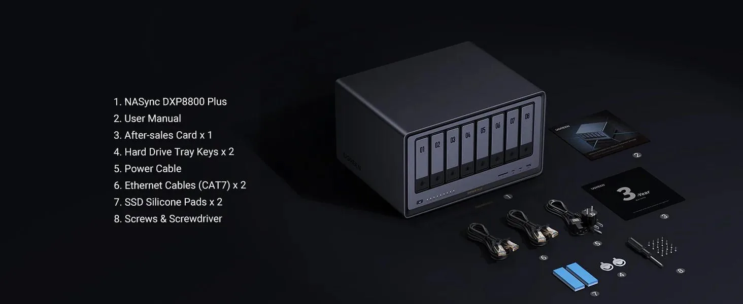 UGREEN NASync DXP8800 Plus (10C i5-1235U 4,4GHz 8GBRAM 8xSATA 2xM.2 2x10GbE 1xPCIe 2xTB 2xUSB2.0 2xUSB3.2 HDMI SD)