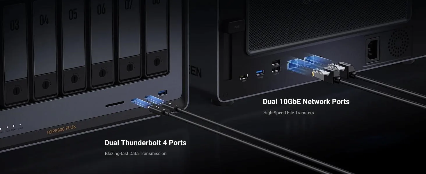 UGREEN NASync DXP8800 Plus (10C i5-1235U 4,4GHz 8GBRAM 8xSATA 2xM.2 2x10GbE 1xPCIe 2xTB 2xUSB2.0 2xUSB3.2 HDMI SD)