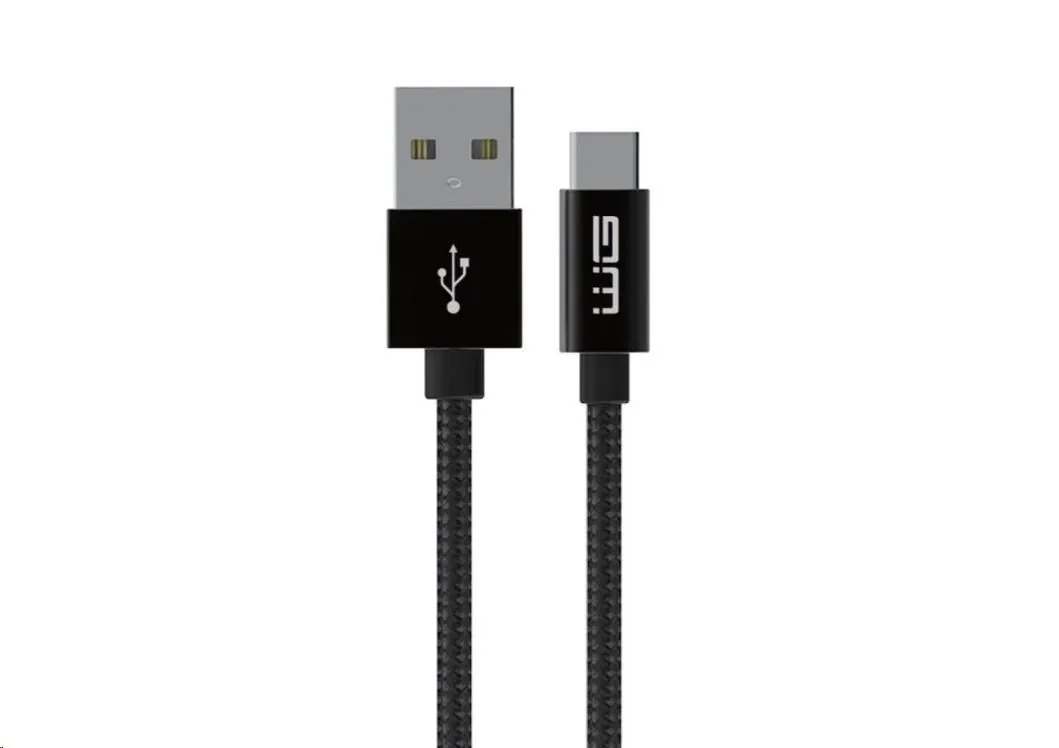 WG - Datový kabel Type-C to USB-A 3m nylon braided black