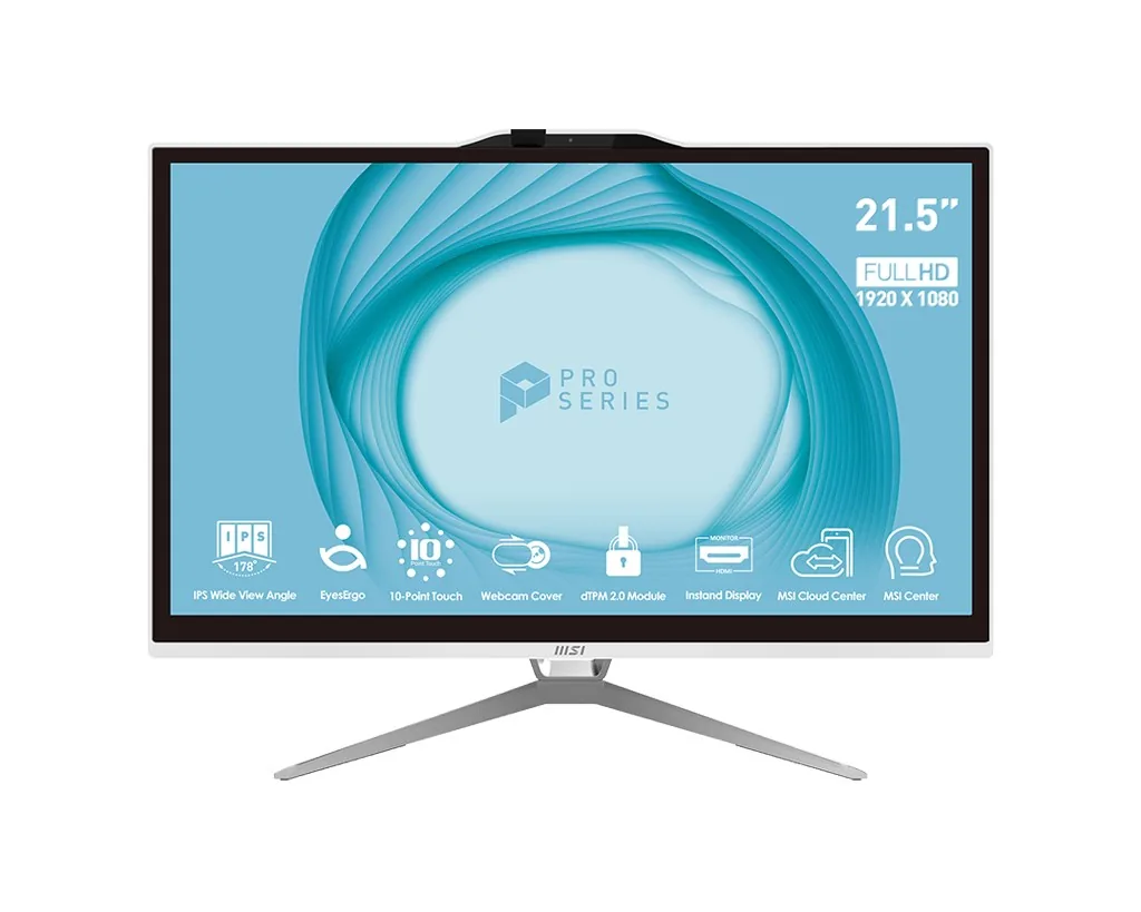 MSI PC AIO PRO AP222T (PRO AP222T 14MA-664XEU), i3-14100, 21.5" FHD, Anti-Glare, Touch, 16GB, 512GB SSD, No OS, White