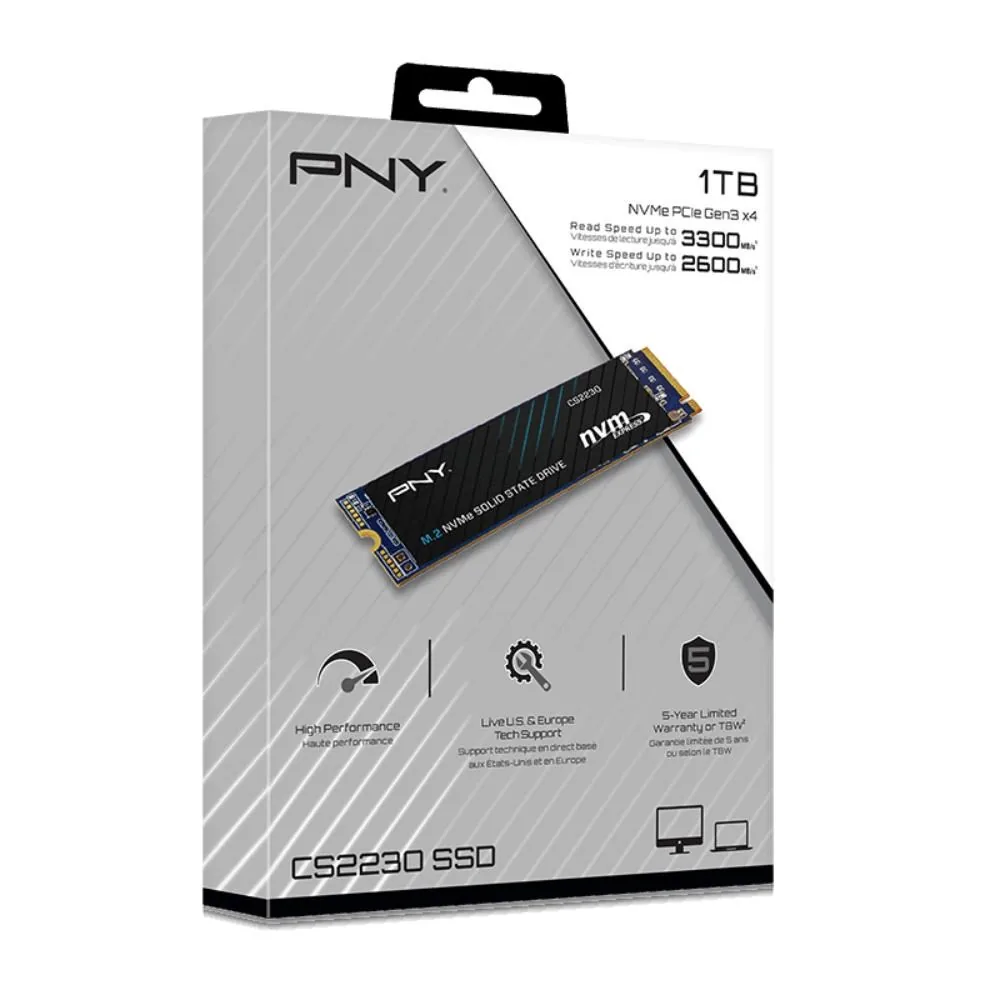 PNY SSD CS2230 1TB, PCIe Gen3x4, M.2 2280, (R:3300 W:2600MB s)