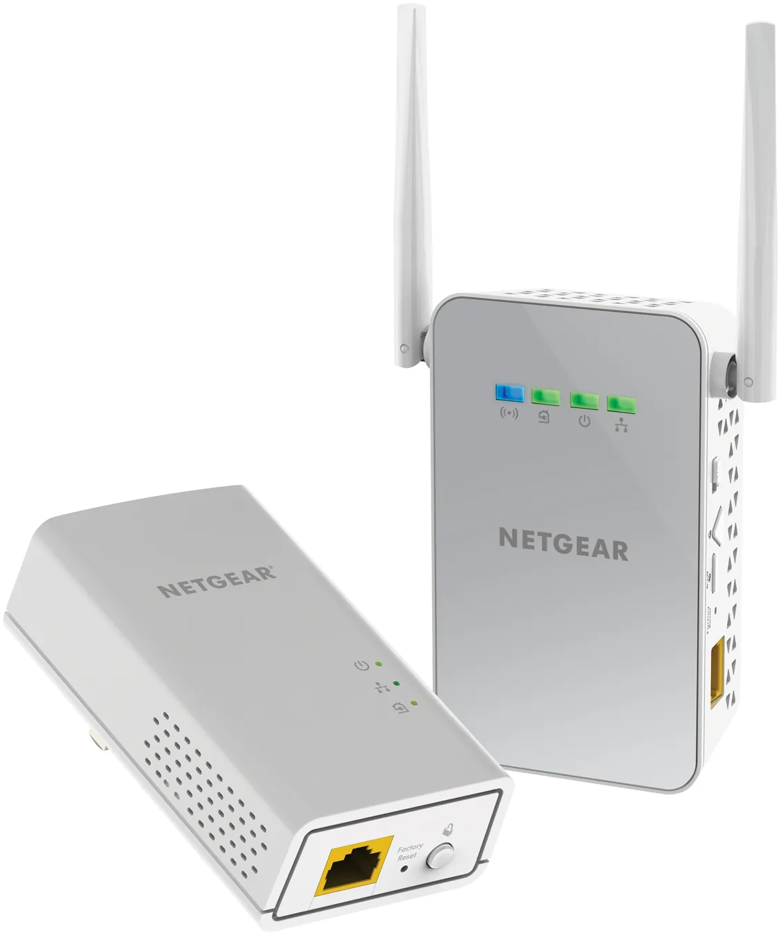 NETGEAR Powerline PLW1000 - Sada napájecího adaptéru 1GbE, HomePlug AV (HPAV) 2.0, IEEE 1901 Dual Band - zapojitelný do zdi - s NETGEAR PowerLINE 1000 Adapter (PL1000)