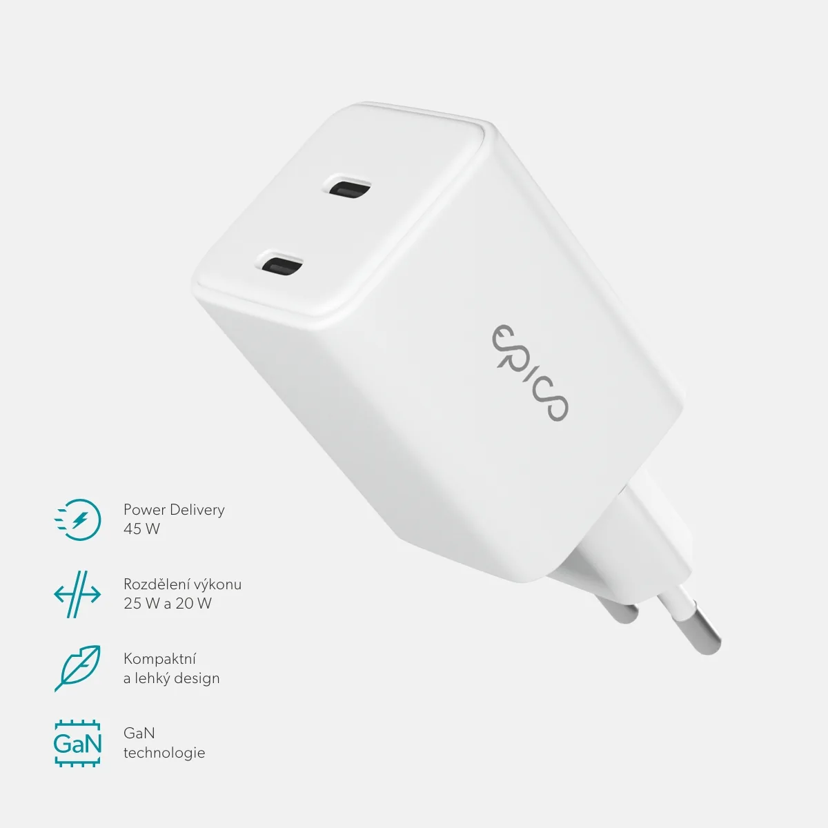 Epico UltraBoost GaN 45W síťový adaptér EA45 - bílá