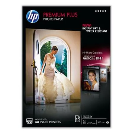 HP Premium Plus Photo Paper - Lesklý - A4 (210 x 297 mm) - 300 g/m? - 20 listy fotografický papír - pro OfficeJet 20X, 52XX, 6000, 6000 E609, 68XX, 80XX; Photosmart B110, Wireless B110