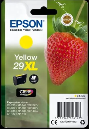 Epson 29XL - 6.4 ml - XL - žlutá - originální - blistr - inkoustová cartridge - pro Expression Home XP-245, 247, 255, 257, 332, 342, 345, 352, 355, 435, 442, 445, 452, 455