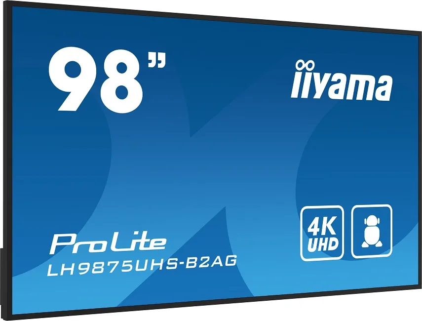 iiyama ProLite LH9875UHS-B2AG - 98" Třída úhlopříčky (97.5" zobrazitelný) displej LCD s LED podsvícením - digital signage - s integrovaný přehrávač médií / volitelná funkce slot-in PC - 4K UHD (2160p) 3840 x 2160 - černý rám s matným povrchem