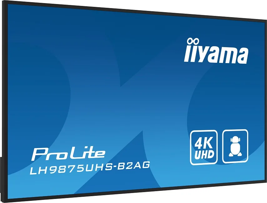 iiyama ProLite LH9875UHS-B2AG - 98" Třída úhlopříčky (97.5" zobrazitelný) displej LCD s LED podsvícením - digital signage - s integrovaný přehrávač médií / volitelná funkce slot-in PC - 4K UHD (2160p) 3840 x 2160 - černý rám s matným povrchem