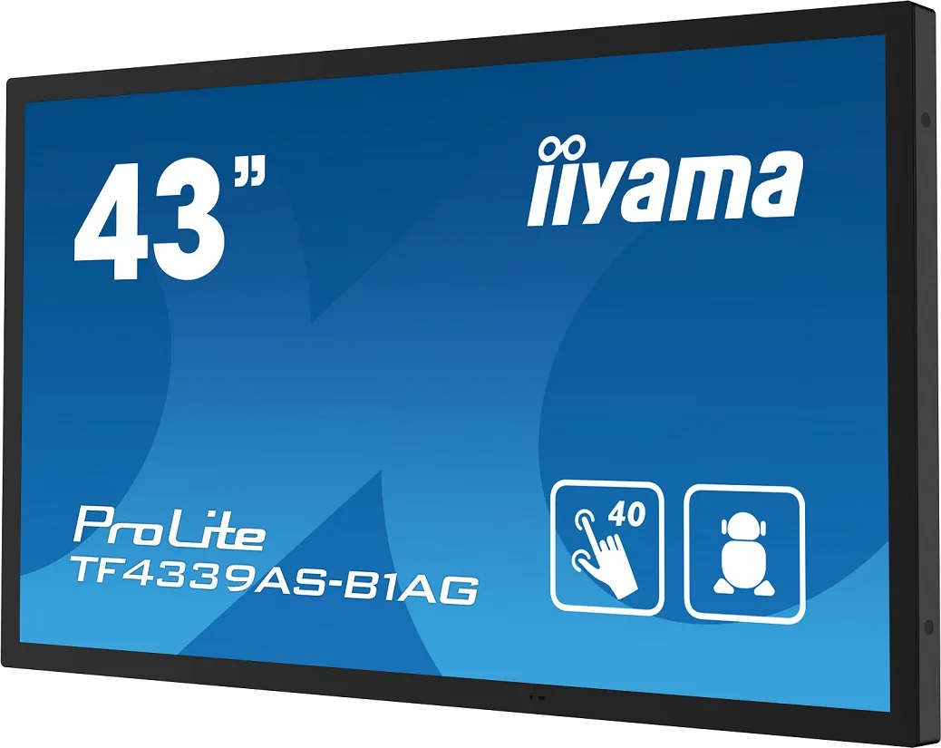 iiyama ProLite TF4339AS-B1AG - 43" Třída úhlopříčky (42.5" zobrazitelný) displej LCD s LED podsvícením - digital signage - s vestavěný mediální přehrávač a dotyková obrazovka (multi touch) - 4K UHD (2160p) 3840 x 2160 - černý rám s matným povrchem