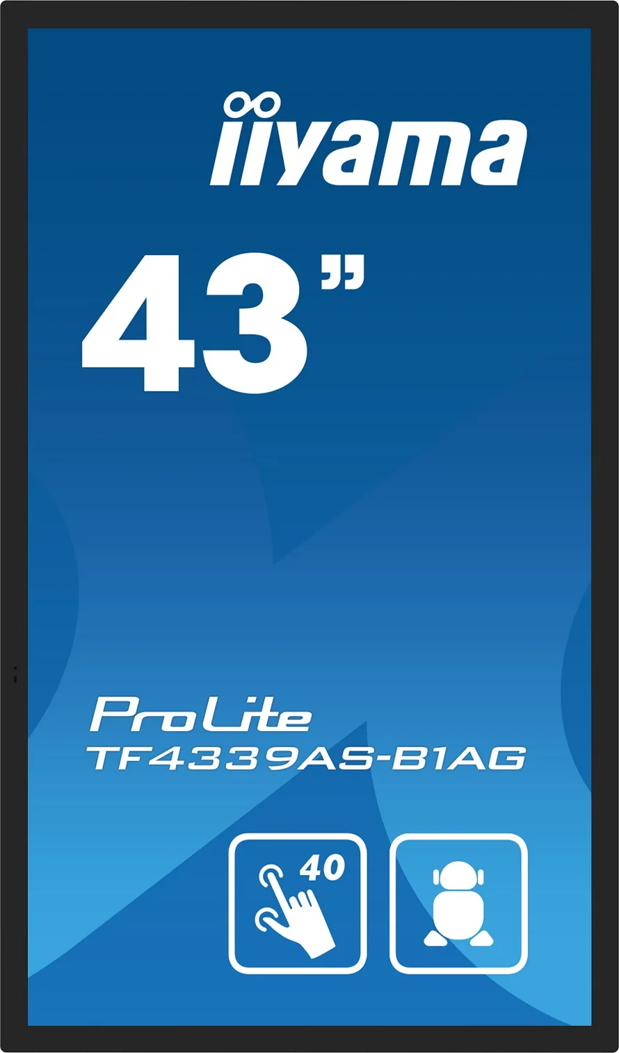 iiyama ProLite TF4339AS-B1AG - 43" Třída úhlopříčky (42.5" zobrazitelný) displej LCD s LED podsvícením - digital signage - s vestavěný mediální přehrávač a dotyková obrazovka (multi touch) - 4K UHD (2160p) 3840 x 2160 - černý rám s matným povrchem