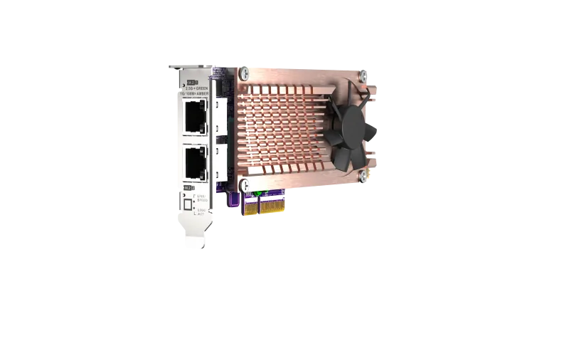 QNAP QM2 series, 2 x PCIe 2280 M.2 SSD slots, PCIe Gen3 x 4 , 2 x Intel I225LM 2.5GbE NBASE-T port