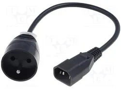 OEM Napájecí redukce 230V k UPS - 1x IEC C14 na 1x CEE 7 5 (FR CZ), max.10A, délka 30 cm