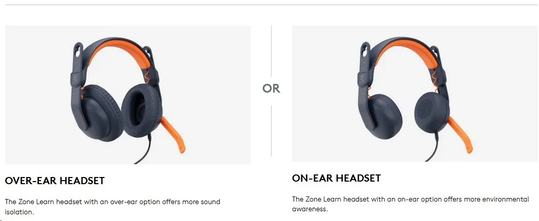 Logitech Zone Learn Over-Ear Wired Headset for Learners, 3.5mm AUX - Sluchátka s mikrofonem - plná velikost - kabelové - 3.5 mm jack