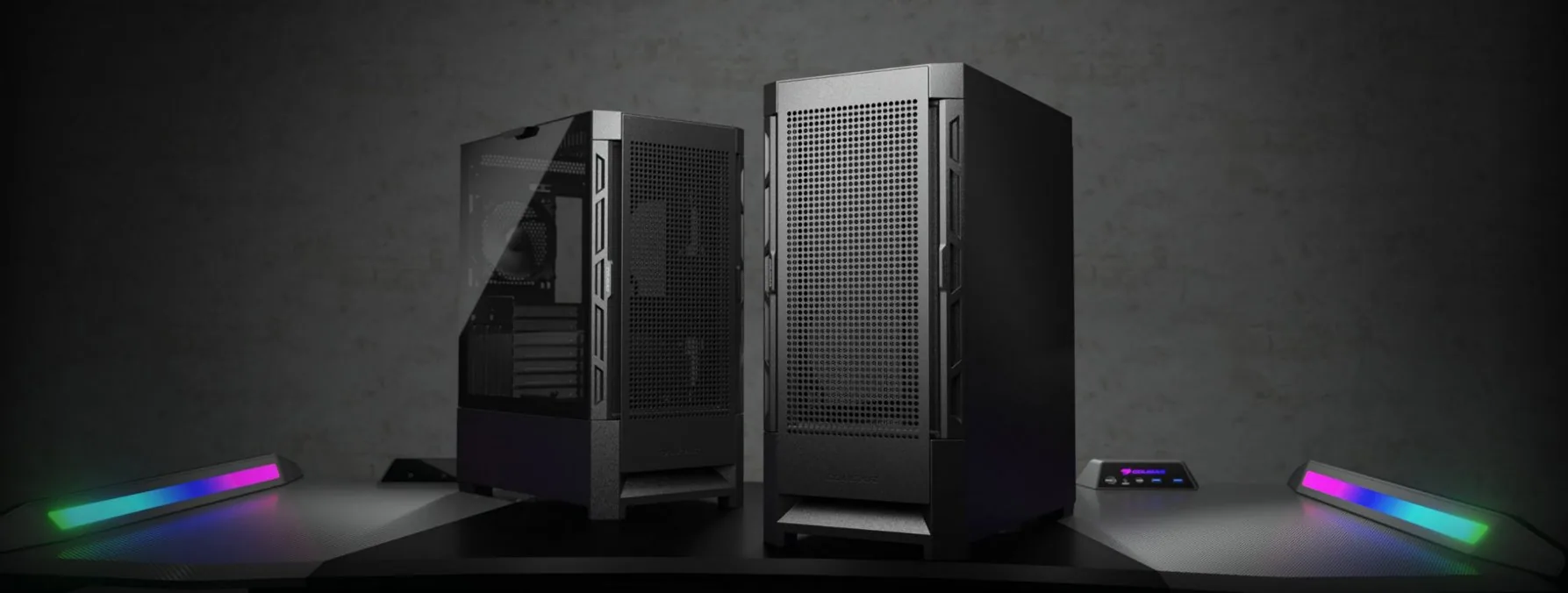 COUGAR PC skříň AIRFACE Black Mid Tower Mesh Front Panel 1 x 120mm Fan TG Left Panel Black