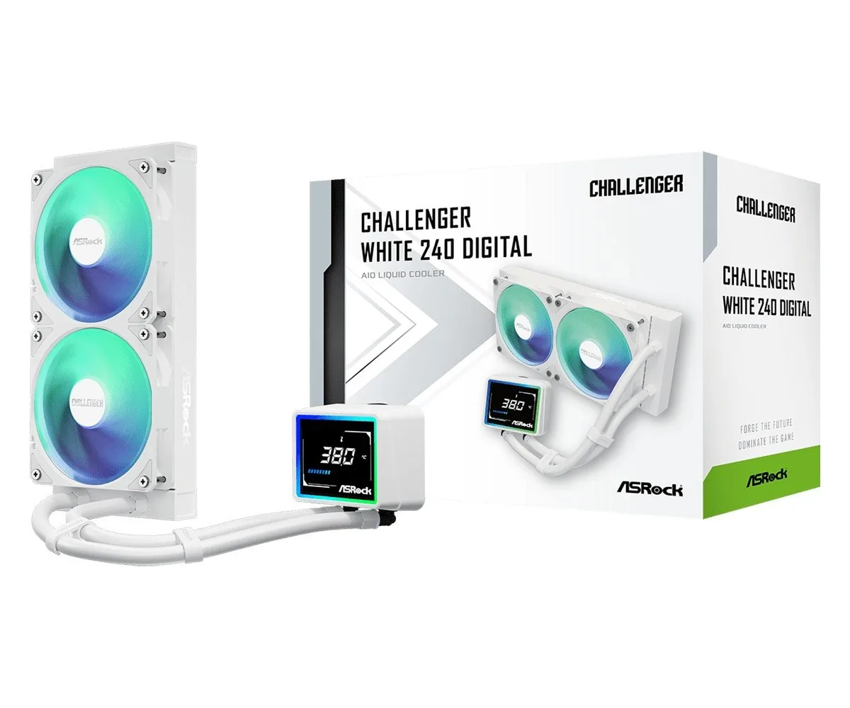 AIOCOOL Asrock Challenger White 240 Digital, ARGB, White, 240mm