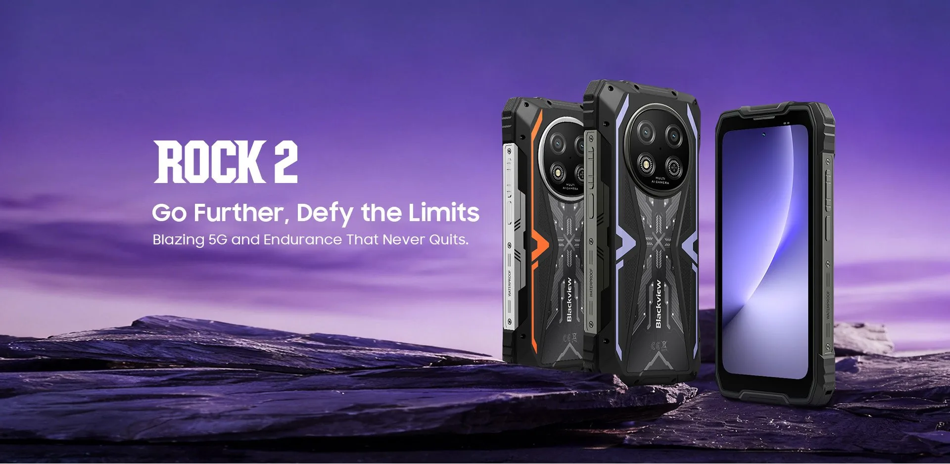 BLACKVIEW Rugged ROCK 2 5G 6.67" BLACK,HD+ 1640x720,12+256GB,T8100 Octa-Core 2.2GHz,13MP 16MP,NFC,15000mAh,Android 16