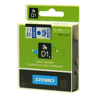 Dymo originální páska do tiskárny štítků, Dymo, 45014, S0720540, modrý tisk/bílý podklad, 7m, 12mm, D1