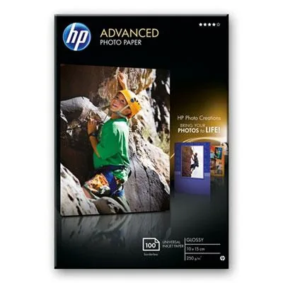 HP Advanced Glossy Photo Paper - Lesklý - 100 x 150 mm - 250 g/m? - 100 listy fotografický papír - pro ENVY 50XX; ENVY Inspire 7920; OfficeJet 20X, 52XX, 80XX; Photosmart B110, Wireless B110