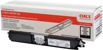 Toner OKI C110/130n/MC160, black, 44250724 - poškození obalu D (viz. popis)