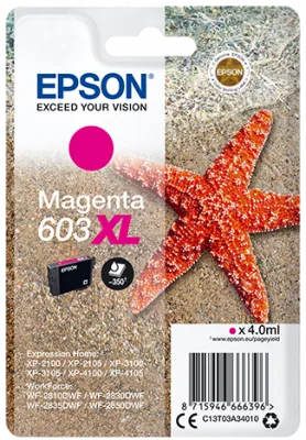 Epson 603XL - 4 ml - XL - purpurová - originální - blistr - inkoustová cartridge - pro Expression Home XP-2150, 2155, 3150, 3155, 4150, 4155; WorkForce WF-2820, 2840, 2845, 2870